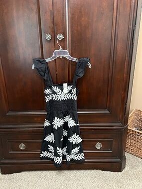 Anthropologie Black Floral Embroidered Sundress